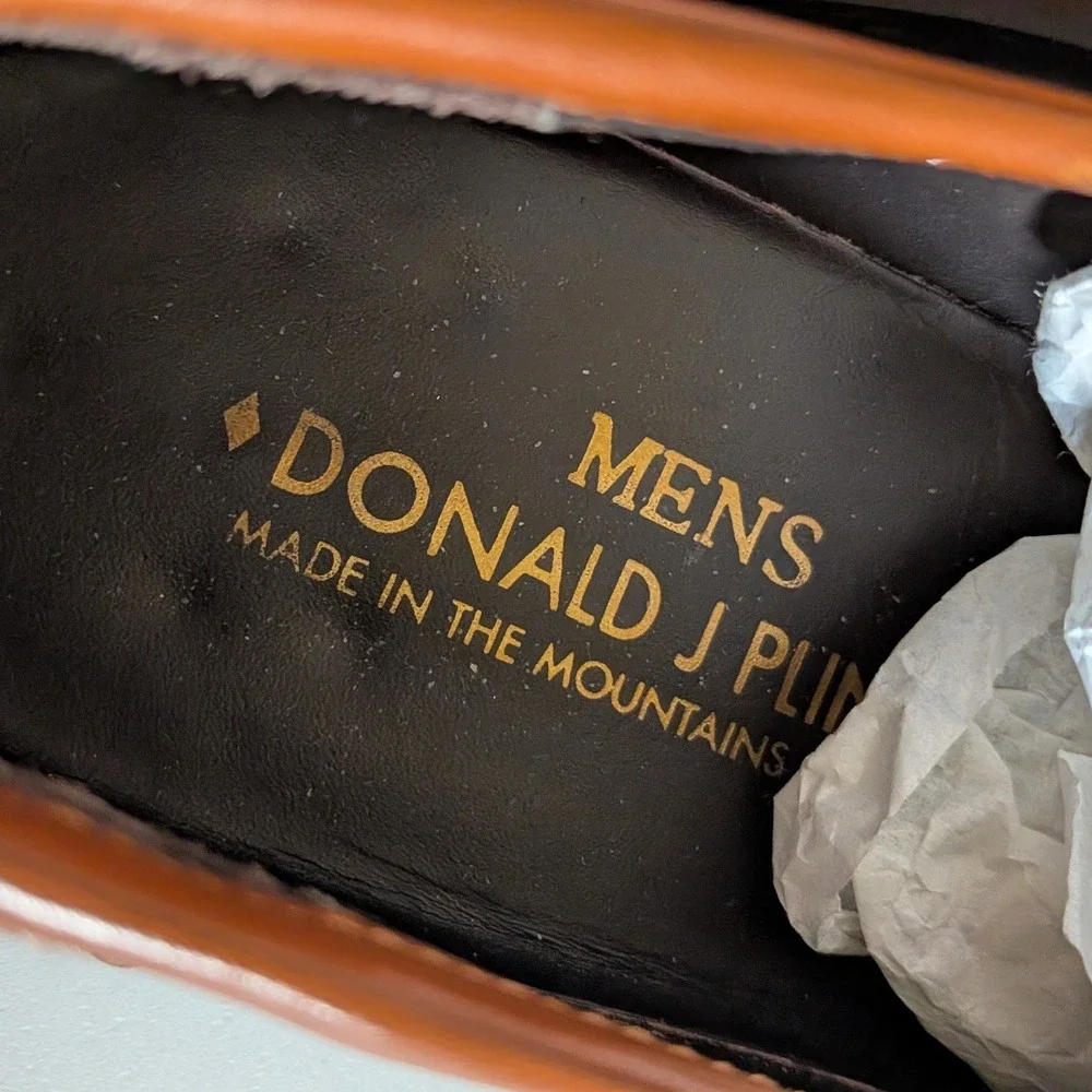 Donald J Pliner Men's Urbino-01 Tan Calf Leather Penny Loafers Made in Italy 8 M